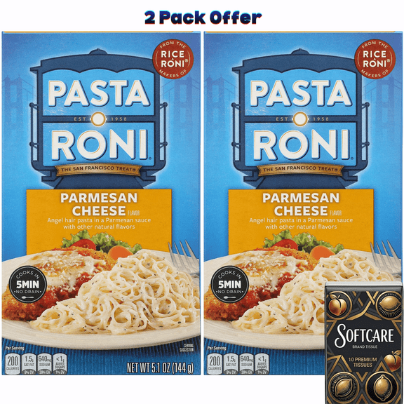 Pasta Roni Parmesan Cheese Angel Hair Pasta, 5.1 oz Box ( Includes One Tissue Pack )
