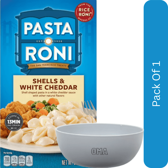 Pasta Roni Shells White Cheddar  6.2 oz Box- With White Bowl By OMA
