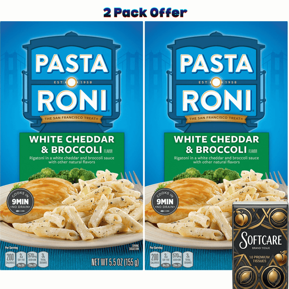 Pasta Roni White Cheddar & Broccoli Flavor Pasta Mix 5.5 oz. Box ( Includes One Tissue Pack )