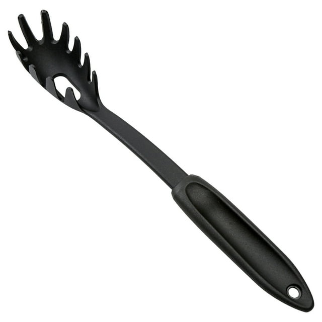 Pasta Server Spaghetti Fork Spoon Nylon Utensil Kitchen Tools Ideal For Serving Variety Of Foods (Black) Dining Table Set for 4
