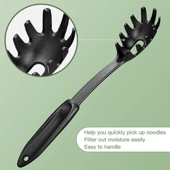 Pasta Server Spaghetti fork Spoon Nylon Utensil Kitchen Tools Ideal for Serving Variety Of Foods (Black) Home and Kitchen