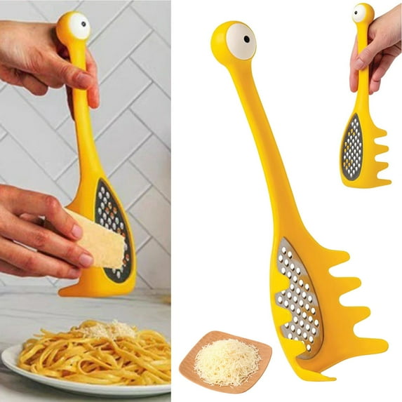 Pasta Spoon & Spaghetti Spoon Cooking Gadgets Cooking Gifts Kitchen Gadgets Gifts Cute Kitchen Funny Gifts Random Stuff/ Creative Monster 2-In-1 Cheese Grater And Pasta Spoon