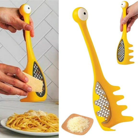 Pasta Spoon & Spaghetti Spoon Cooking Gadgets Cooking Gifts Kitchen Gadgets Gifts Cute Kitchen Funny Gifts Random Stuff/ Creative Monster 2-In-1 Cheese Grater And Pasta Spoon