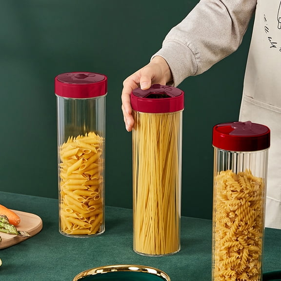 Pasta Storage Container With Lid, Tall Clear Airtight Food Storage Jar, Kitchen Pantry Container For Spaghetti Flour Cereals Coffee Beans, Food-grade Material, Airtight Seal