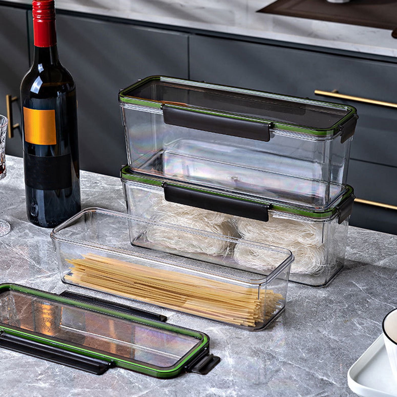 Pasta Storage Container With Lid, Tall Clear Airtight Food Storage Jar