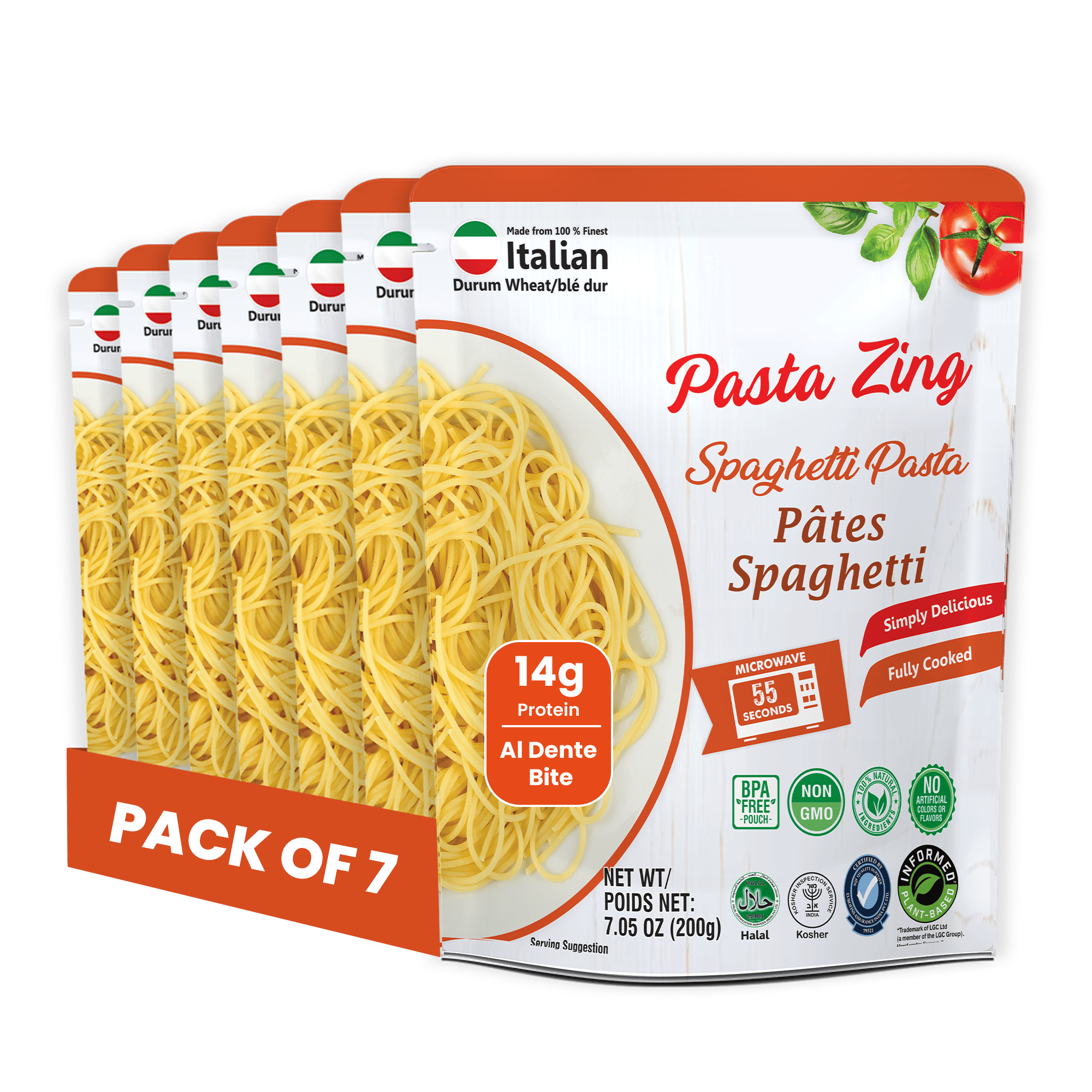 Pasta Zing Fully Cooked Spaghetti, 14g Protein, Ready in 1 Min