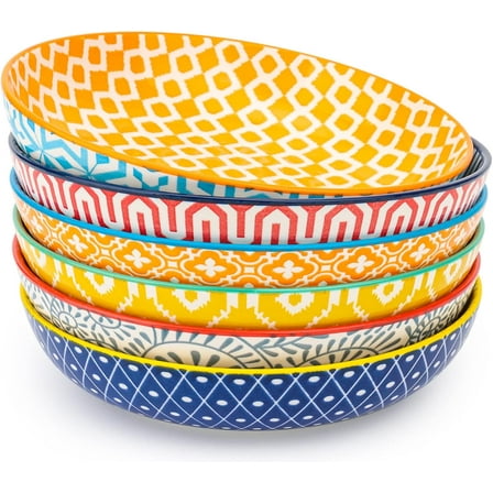Pasta bowls, ceramic soup bowls, and dinner salad bowls, dishwasher- and microwave-safe, available in a variety of colors
