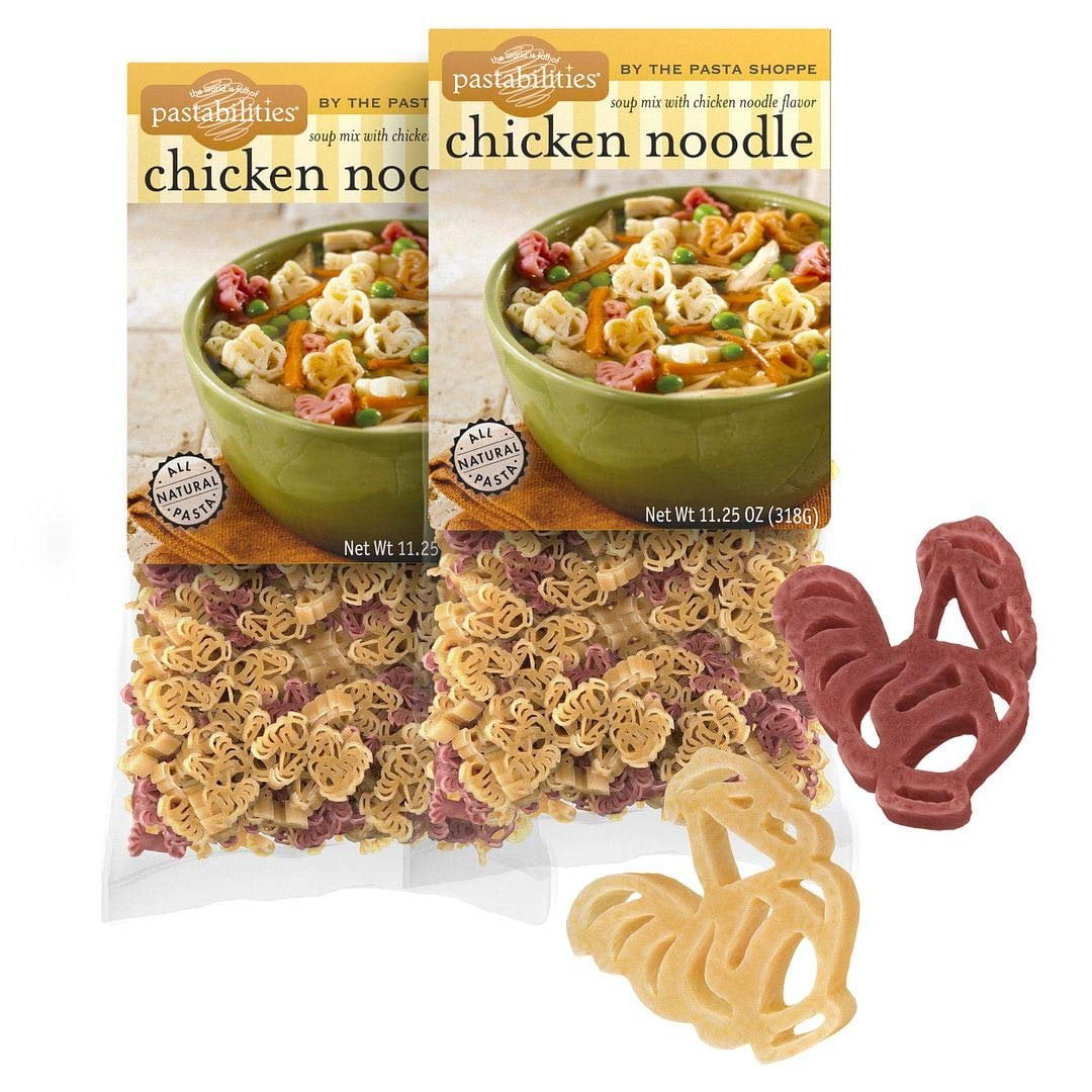 Pastabilities Chicken Noodle Soup, Fun Chicken Shaped Noodles with Chicken Soup Mix for Kids, Non-GMO Natural Wheat Pasta, Serves 10 11.25 oz, 2 Pack