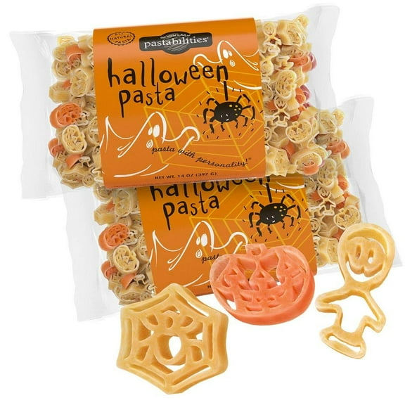 Pastabilities Halloween Pasta, Fun Shaped Pumpkin Spider and Ghost Noodles for Kids and Holidays, Non-GMO Natural Wheat Pasta 14 oz 2 Pack
