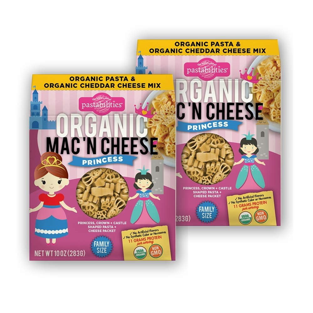 Pastabilities Organic Kids Princess Shaped Mac and Cheese, Fun Pasta