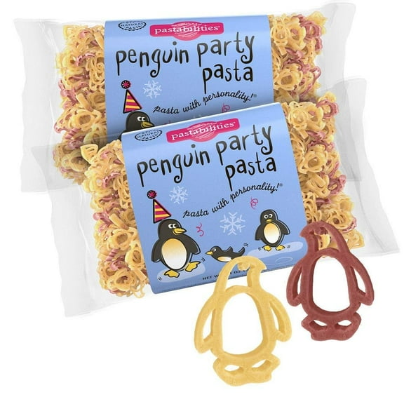 Pastabilities Penguin Party Pasta, Fun Shaped Penguin Noodles for Kids and Holidays, Non-GMO Natural Wheat Pasta 14 oz 2 Pack