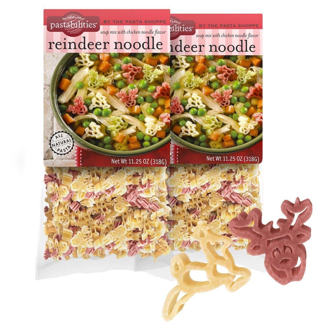 Pastabilities Reindeer Noodle Soup, Fun Reindeer Shaped Noodles with Mix for Kids and Holidays, Non-GMO Natural Wheat Pasta, Serves 10 11.25 oz, 2 Pack
