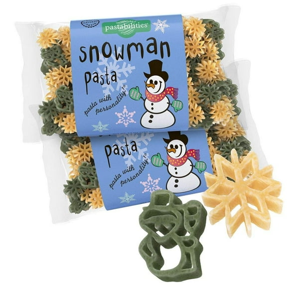 Pastabilities Snowman Shaped Pasta, Fun Shaped Noodles for Kids and Holidays, Non-GMO Natural Wheat Pasta 14 oz 2 Pack