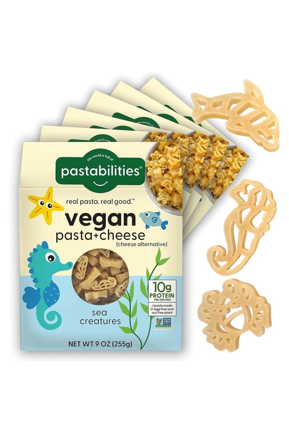 Vegan Mac and Cheese, Kids Mac and Cheese, Under the Sea, Sea Creatures, Fun Pasta Shapes, Mac and Cheese, Non-GMO Wheat Pasta 9 oz, 6 Pack