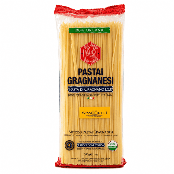 Pastai Gragnanesi Organic Spaghetti Di Gragnano IGP, Contains Wheat, Milk-Free, Egg-Free, Soy-Free, Bronze Die Cut, Product of Italy, 17.6 oz