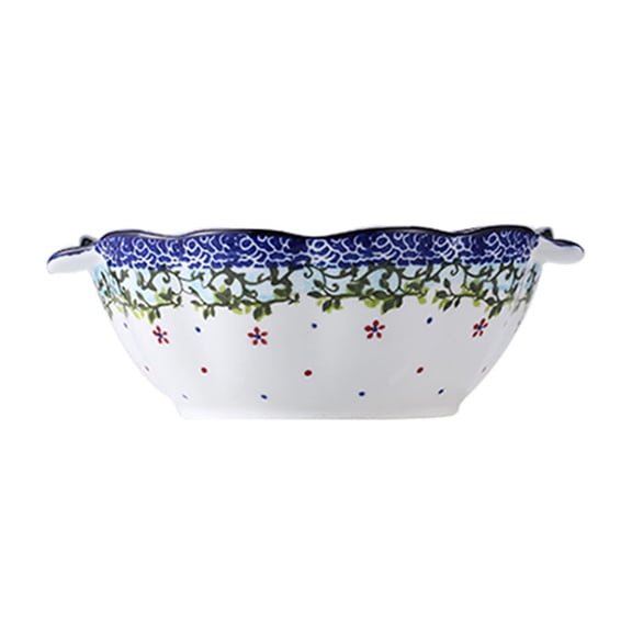 Pastaral Style Lasagne Pan With Handles, Ceramic Baking Dishes Baking Pans-Round