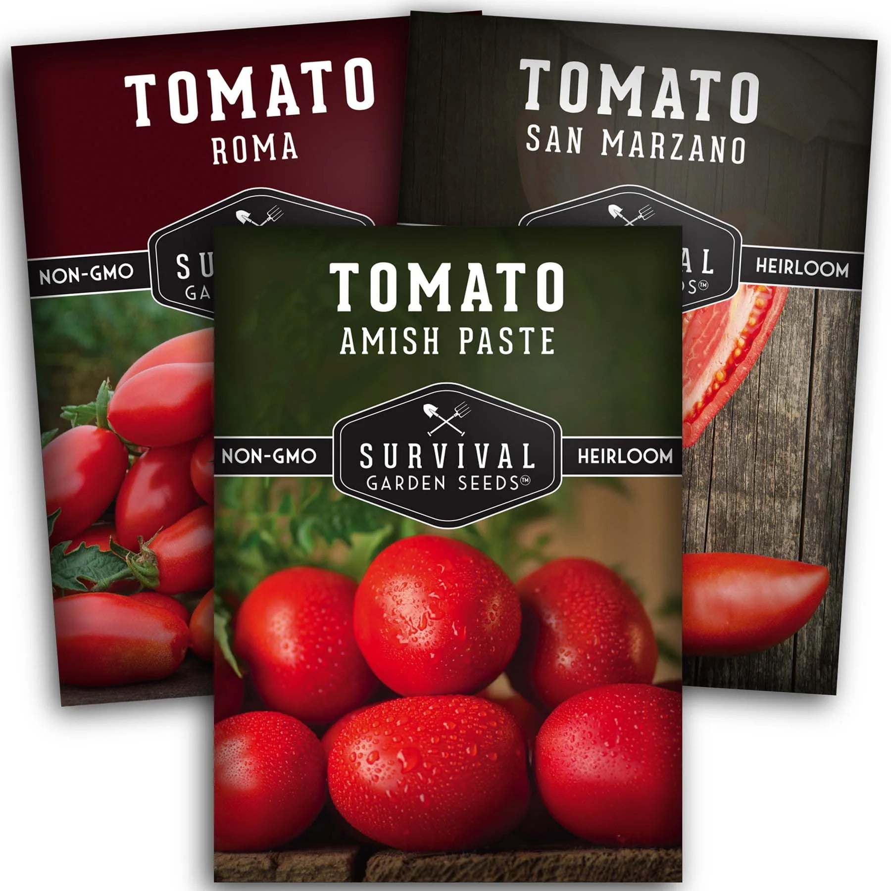 Paste Tomato Seed Collection 3 Seed Packs Roma San Marzano and Amish Full Sun Vegetable