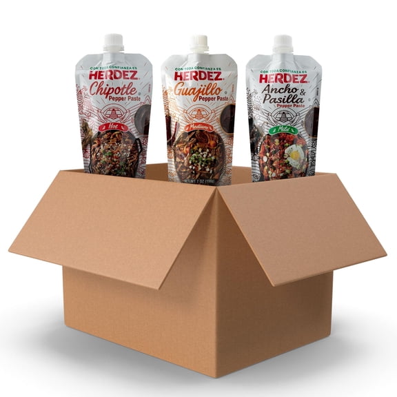 Chipotle Hot Guajillo Medium Ancho Pasilla Mild Squeeze Pouch With Easy Close T... Paste Trio 7 Oz