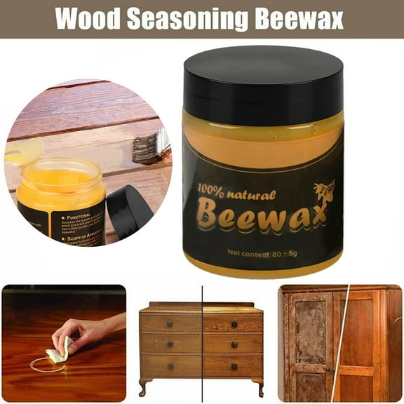 Paste Wax for Wood, Faux Furniture Wax for Wood, Beeswax Beeswax Blocks, 80G Net Content, Hardwood Polishing, Moisture Blocking, Scuff Protection, Amber Hue, Sealed Container, 1 Pc