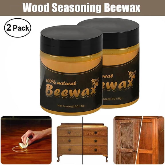 Paste Wax for Wood, Clean and Polish for Wood Faux Furniture, Natural Beeswax, Abrasion Resistance, Household Wood Finishing, Golden, 2 Pc