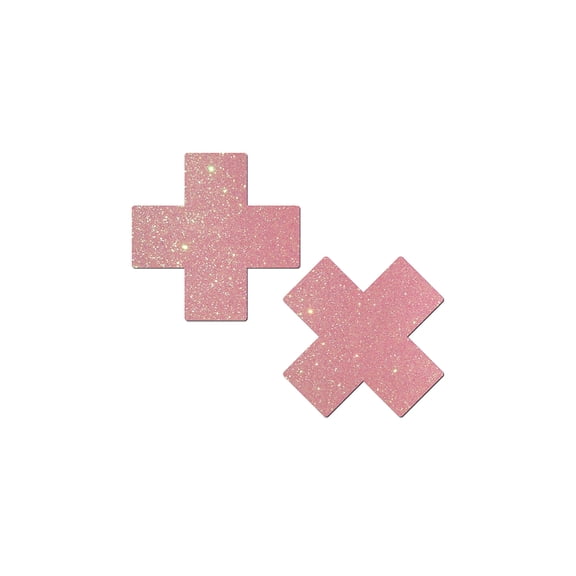 Pastease - Nipple Pasties - Liquid Baby Pink Cross - 3" x 3"