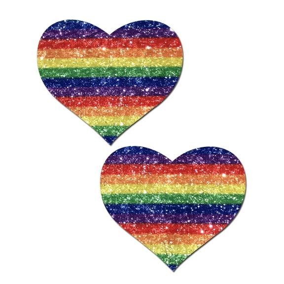 Pastease - Nipple Pasties - Love: Glittering Double Rainbow - 3" x 2.5"