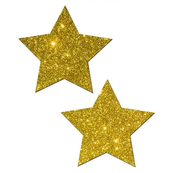 Pastease Premium Glitter Star Nipple Covers- Gold O/S - Pleather