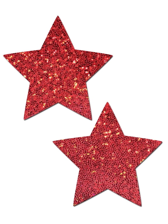 Red Glitter Star Nipple Pasties, O/s