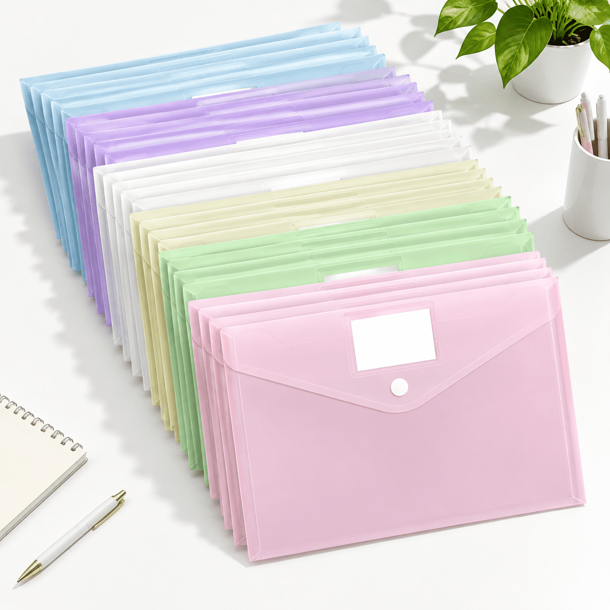 Pastel 30pcs A4 Size Poly File Folders with Label Pocket for School and ...
