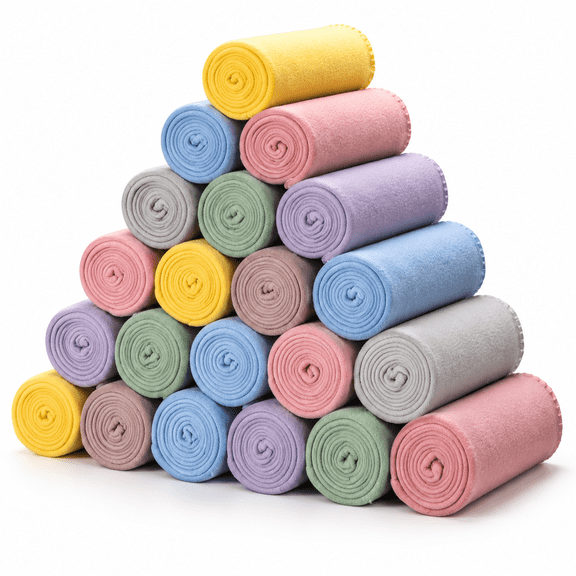 Pastel 40-Pack Fleece Throw Blankets, 50 x 60 Inch Soft Lightweight Blanket Set for Home, Office, Travel