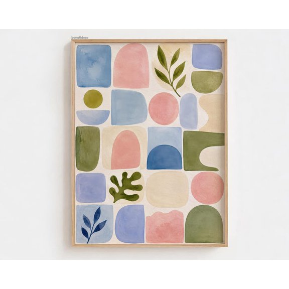 Pastel Abstract Boho Botanical Geometric Inspired Decor
