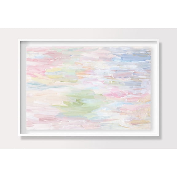 Pastel Abstract Landscape Horizontal Wall Art Colorful Modern Relaxing Wall Decor, Unframed Paper Poster 8x10in