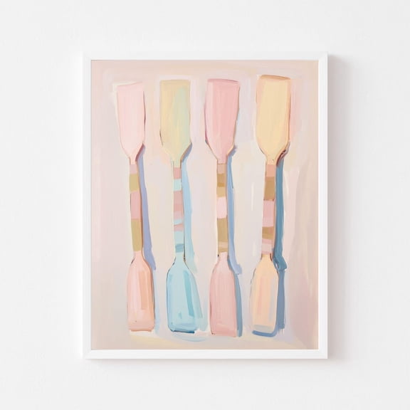 Pastel Abstract Oars Coastal Wall Art, Unframed Paper Print Size 8x12