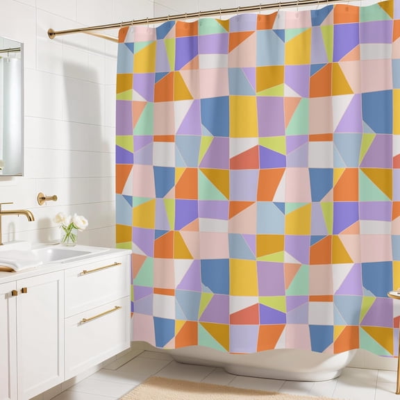 Pastel Abstract Print Shower Curtain - Mosaic Pattern - Modern Coloruful Home Decor - Scandi Style Fabric Shower Curtain for Any Bathroom - 72x72 Inches (Mosaic Pastel)