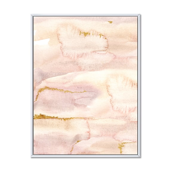 Pastel Abstract With Beige Pink and Yelllow Spots 30 in x 40 in Framed Painting Canvas Art Print, by Designart