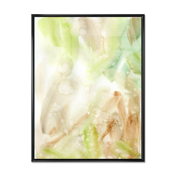 Pastel Abstract With Brown Green and Beige Spots 30 in x 40 in Framed Painting Canvas Art Print, by Designart