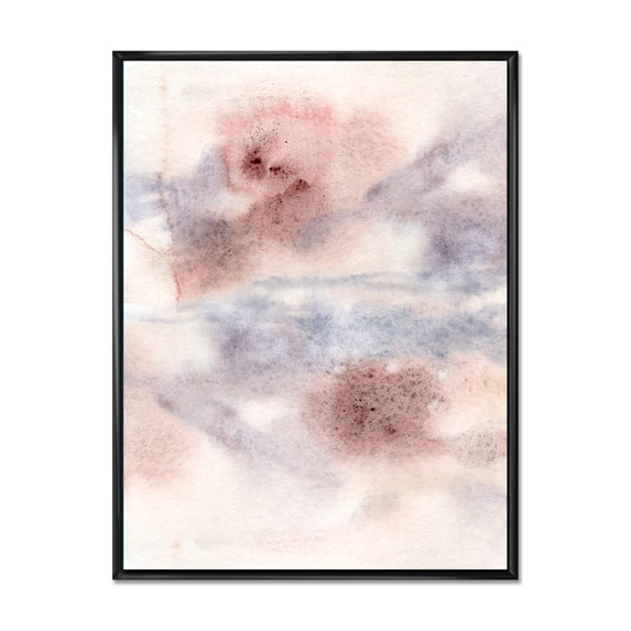 Pastel Abstract With Gray Blue Pink and Red Spots 24 in x 32 in Framed Painting Canvas Art Print, by Designart