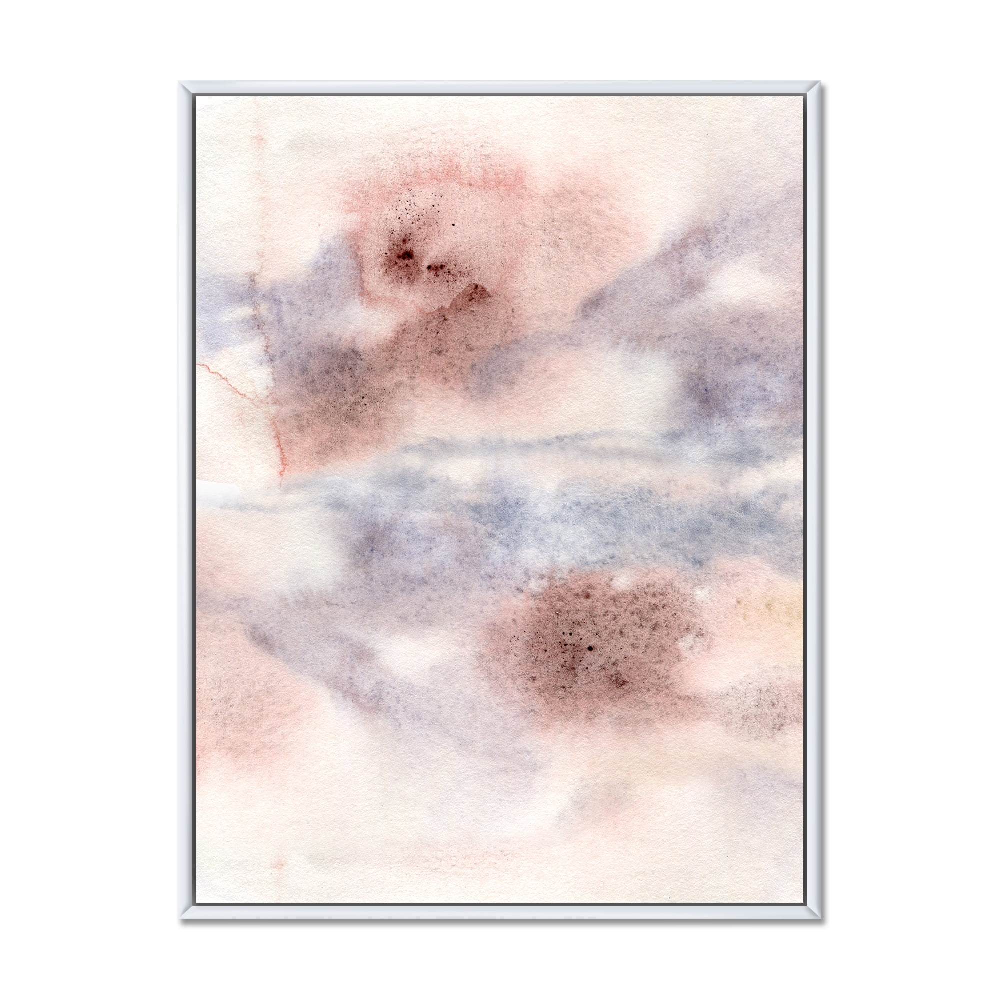 Pastel Abstract With Gray Blue Pink and Red Spots 24 in x 32 in Framed Painting Canvas Art Print, by Designart