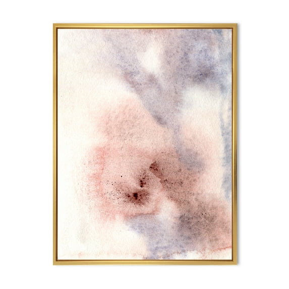 Pastel Abstract With Pink Blue Beige and Red Spots 12 in x 20 in Framed Painting Canvas Art Print, by Designart