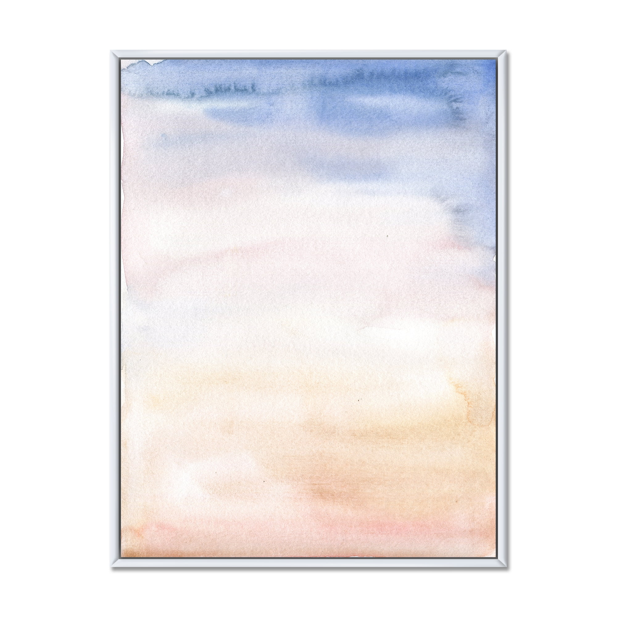 Pastel Abstract With Pink Dark Blue and Beige Spots 30 in x 40 in Framed Painting Canvas Art Print, by Designart