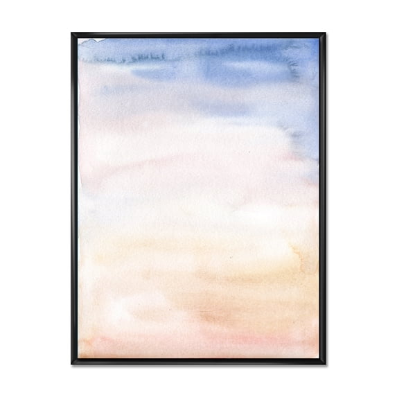 Pastel Abstract With Pink Dark Blue and Beige Spots 30 in x 40 in Framed Painting Canvas Art Print, by Designart