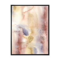 Pastel Abstract With Pink Dark Blue and Yellow Spots 12 in x 20 in Framed Painting Canvas Art Print, by Designart