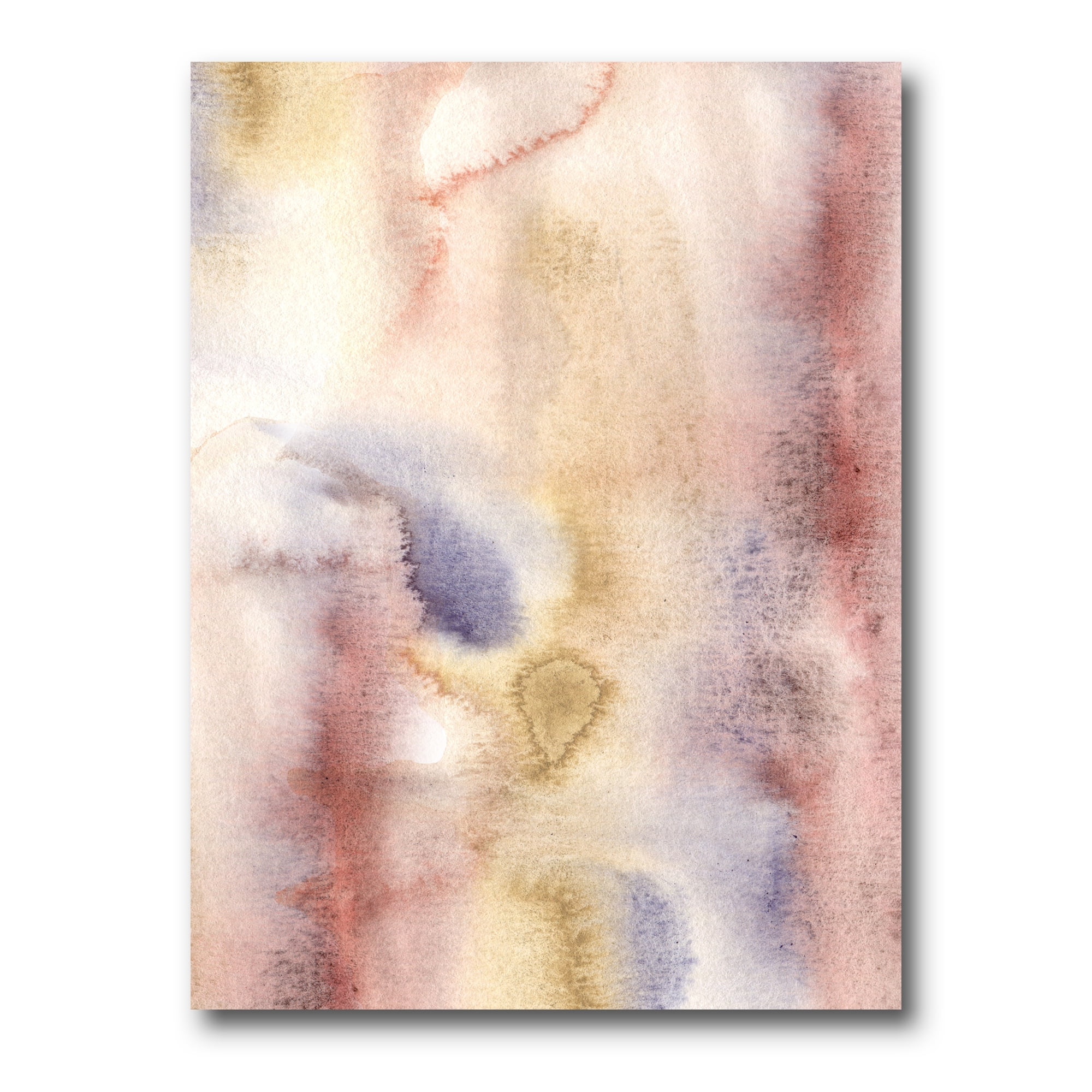 Pastel Abstract With Pink Dark Blue and Yellow Spots 12 in x 8 in Painting Canvas Art Print, by Designart