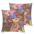thumbnail image 1 of Pastel Adorable Sleeping Mouses Meadow Floral Animal Pattern Throw Pillow, , Multicolor, 1 of 7