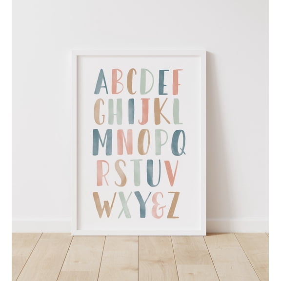 Pastel Alphabet Abc Poster Educational Wall Art Nursery Decor Poster, Unframed Size 8x12