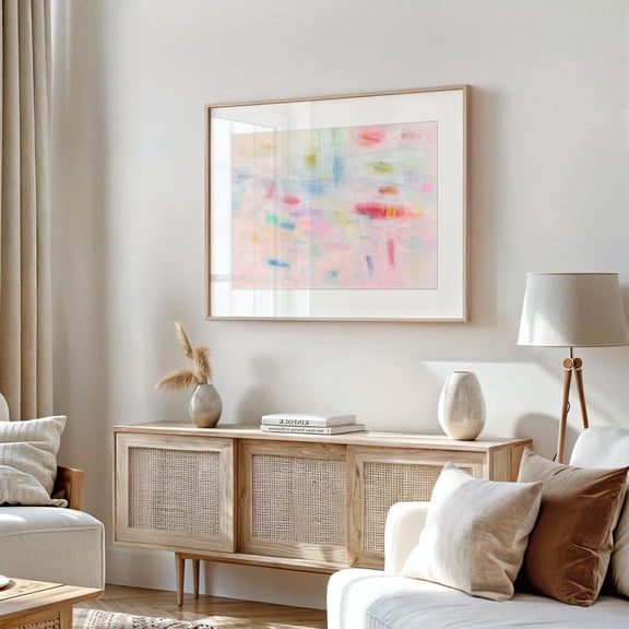 Pastel Artwork Pink Blush Wall Art Print Horizontal Wall Art Unframed Paper Poster 24x36in