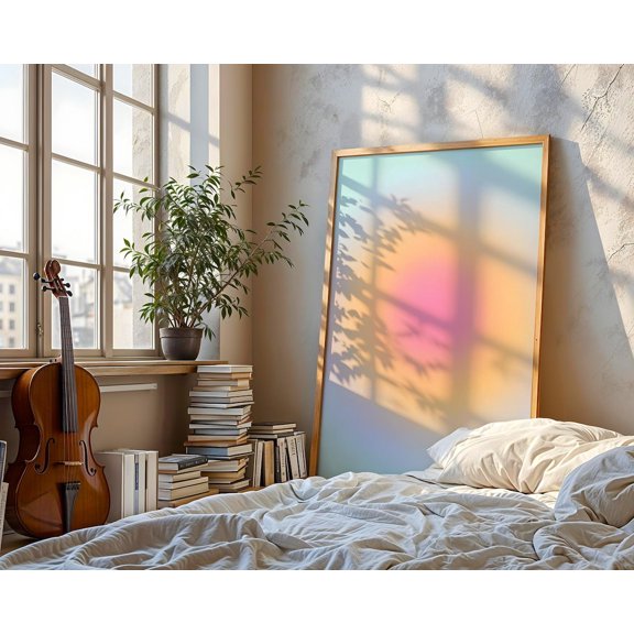 Pastel Aura Soft Pink and Yellow Gradient Ethereal Poster Unframed Paper Print