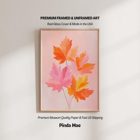 Pastel Autumn Leaves Print Modern Botanical Fall Decor Unframed Paper Print