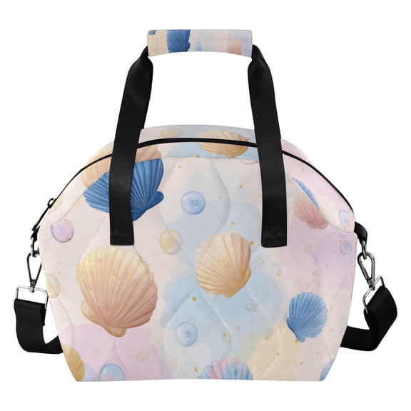 Pastel Background Shells Bubbles Insulated Lunch Bag Reusable Quilted Lunch Box Waterproof Leakproof Lunch Container