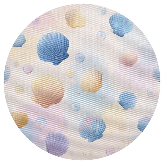Pastel Background Shells Bubbles PVC Round Grid Placemat Table Mat 1 Pc 15.4" x 15.4"